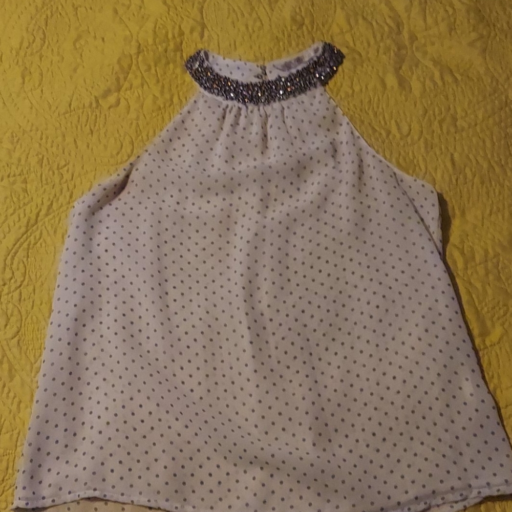 Zara Trafaluc polka dot halter with emb. collar
